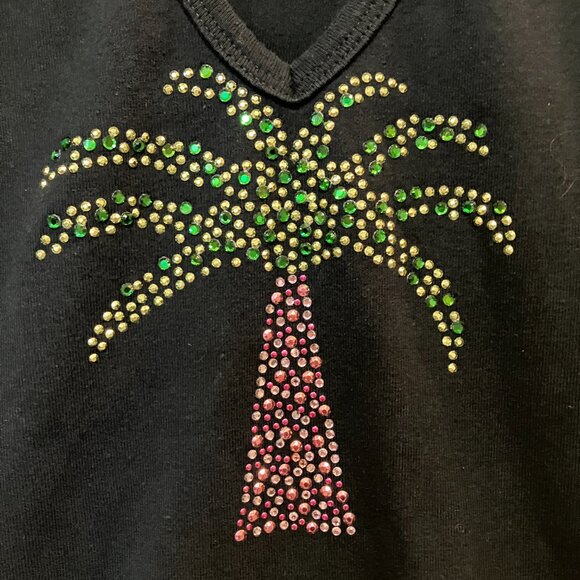 Tee‎ for Tu Tank Top Size Small Palm Tree Rhinestones Tropical Resort Wear Y2K - Picture 3 of 4